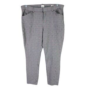 Womens Gap Signature Gray & Red Plaid Skinny Ankle Pants Rayon Blend Stretch 12